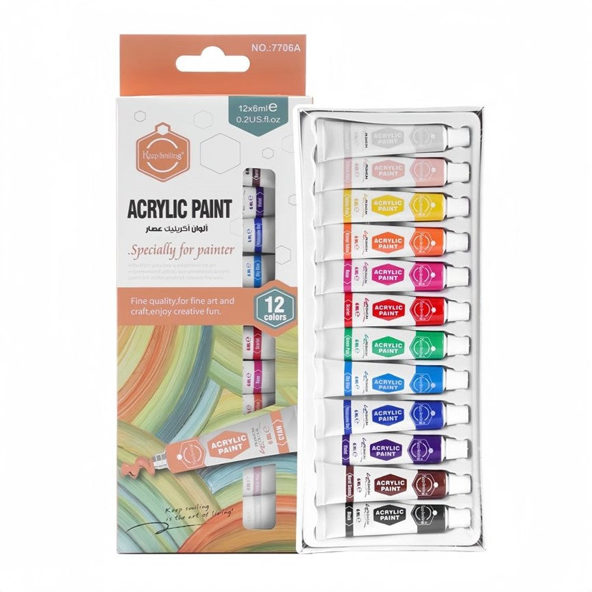KEEPSMILLING ACRYLIC COLOURS PACK 12PCS – Scribble Books & School Supplies