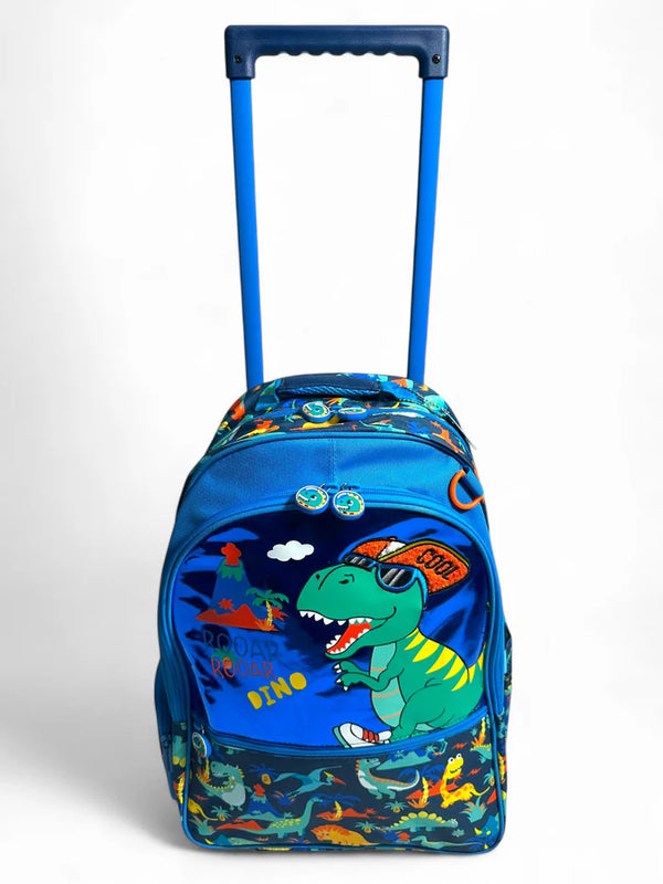 17 Inch Dino Trolley School Bag By Vest for Grade 1 Till Grade 3 Boys