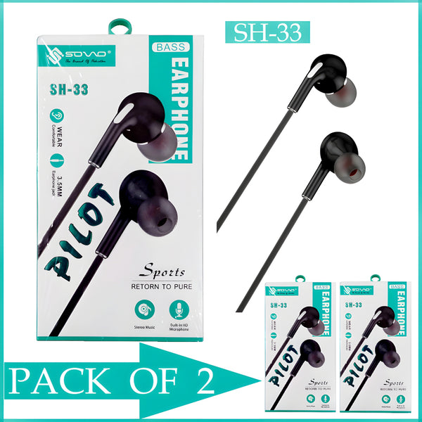 SOVO EARPHONE PILOT SH-33