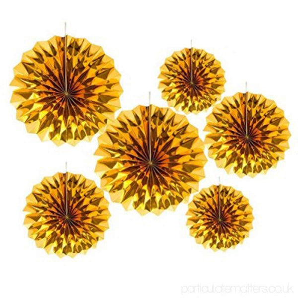 HBD PARTY FANS WALL DECOR 6PCS