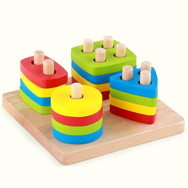 WOODEN FOUR COLUMN SHAPE MATCHING BLOCK ST782