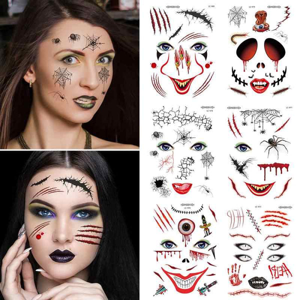 TEMPORARY HORROR FACE TATTOOS