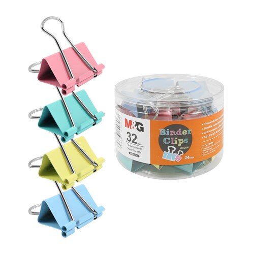 M&G BINDER CLIPS 32MM STEEL COLOURED SINGLE
